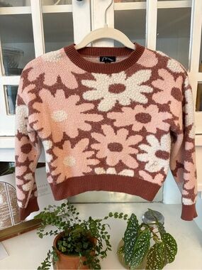 art class Pink & Brown Floral Crewneck Sweater